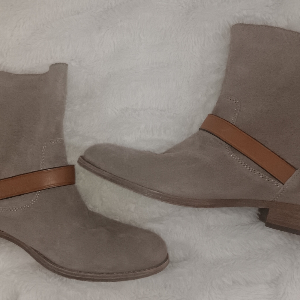 Coach Gray and Tan Suede Ankle Booties - Picture 3 of 12